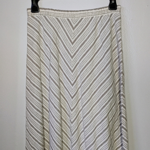 For Cynthia Linen Maxi Skirt Womens Small Striped Neutral Minimalist Lagenlook - Picture 3 of 10